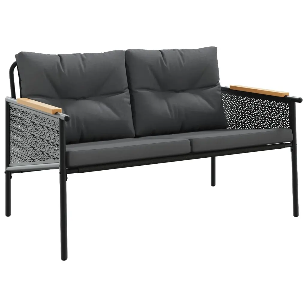 Garden Bench with Cushions 116 cm Black Steel 4009303 - Furniture