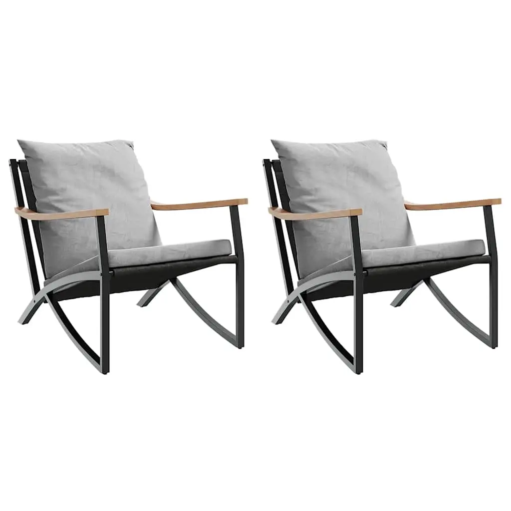 Garden Chairs with Cushions 2 pcs Black Steel 4009304 - Furniture