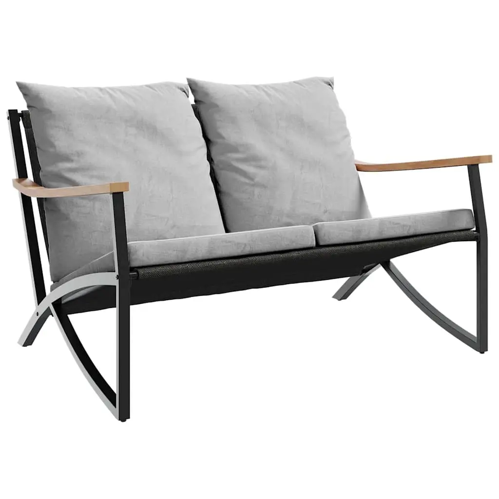 Garden Bench with Cushions 120 cm Black Steel 4009306 - Furniture