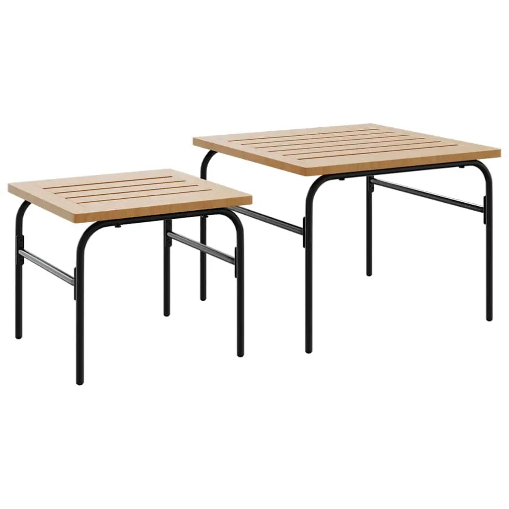 Garden Nest of Coffee Tables 2 pcs Brown and Black Steel 4009307 - Furniture
