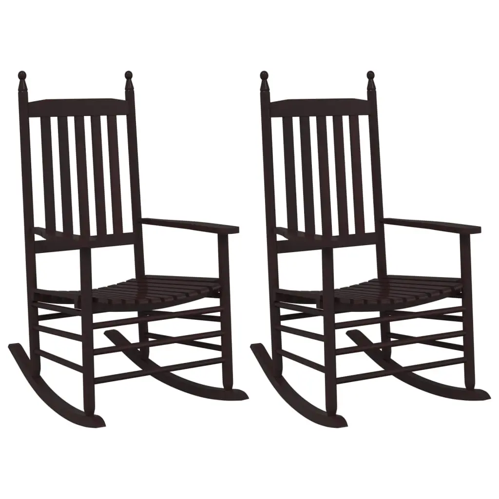 Rocking Chairs with Curved Seats 2 pcs Brown Solid Wood Poplar 3281587 - Furniture