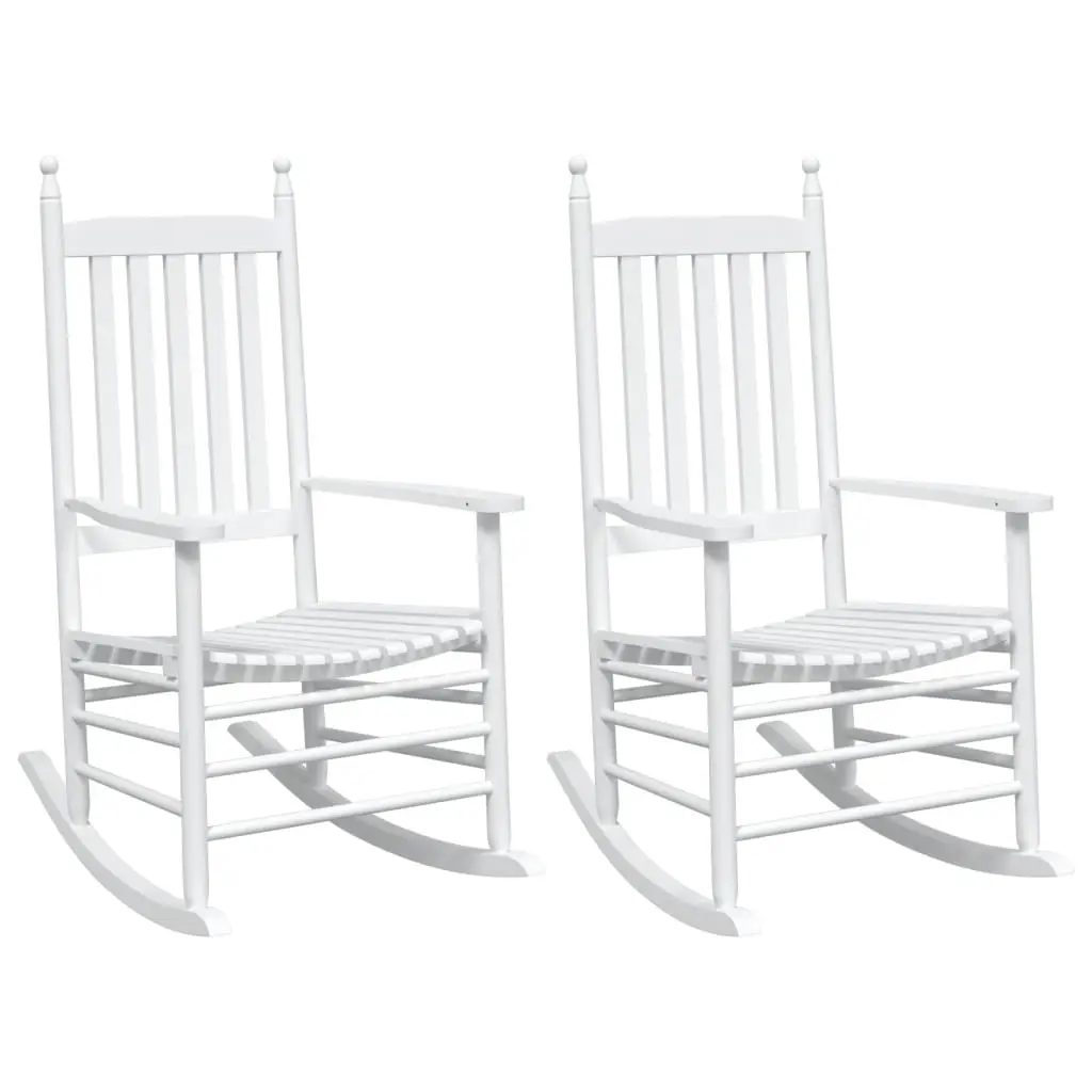 Rocking Chairs with Curved Seats 2 pcs White Solid Wood Fir 3281588 - Furniture