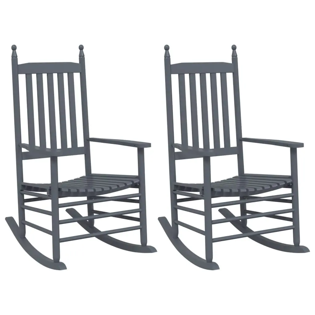 Rocking Chairs with Curved Seats 2 pcs Grey Solid Wood Poplar 3281589 - Furniture