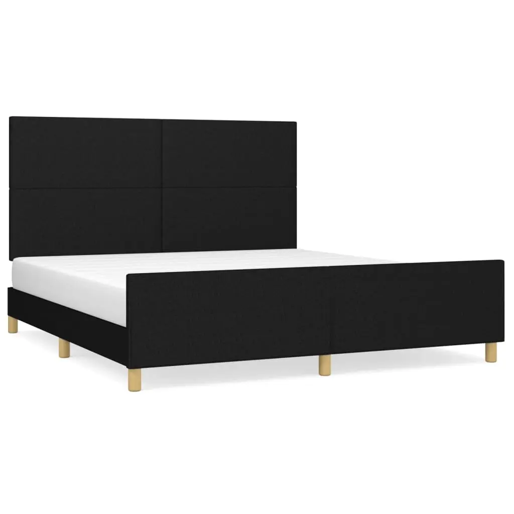 Bed Frame without Mattress Black 152x203 cm Queen Fabric 3283088 - Furniture