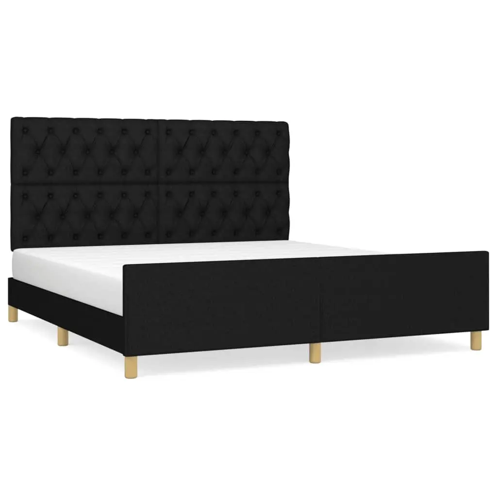 Bed Frame without Mattress Black 152x203 cm Queen Fabric 3283098 - Furniture