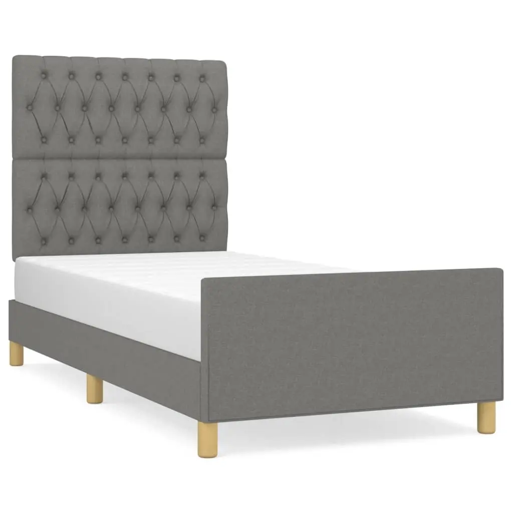 Bed Frame without Mattress Dark Grey 107x203 cm King Single Size Fabric 3283111 - Furniture