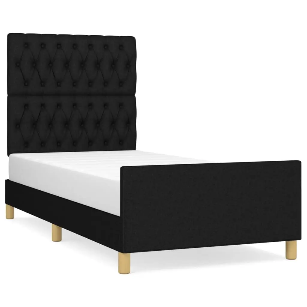 Bed Frame without Mattress Black 107x203 cm King Single Size Fabric 3283112 - Furniture