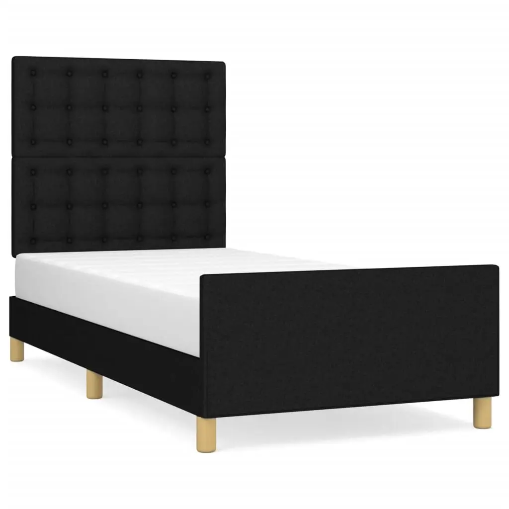 Bed Frame without Mattress Black 107x203 cm King Single Size Fabric 3283114 - Furniture