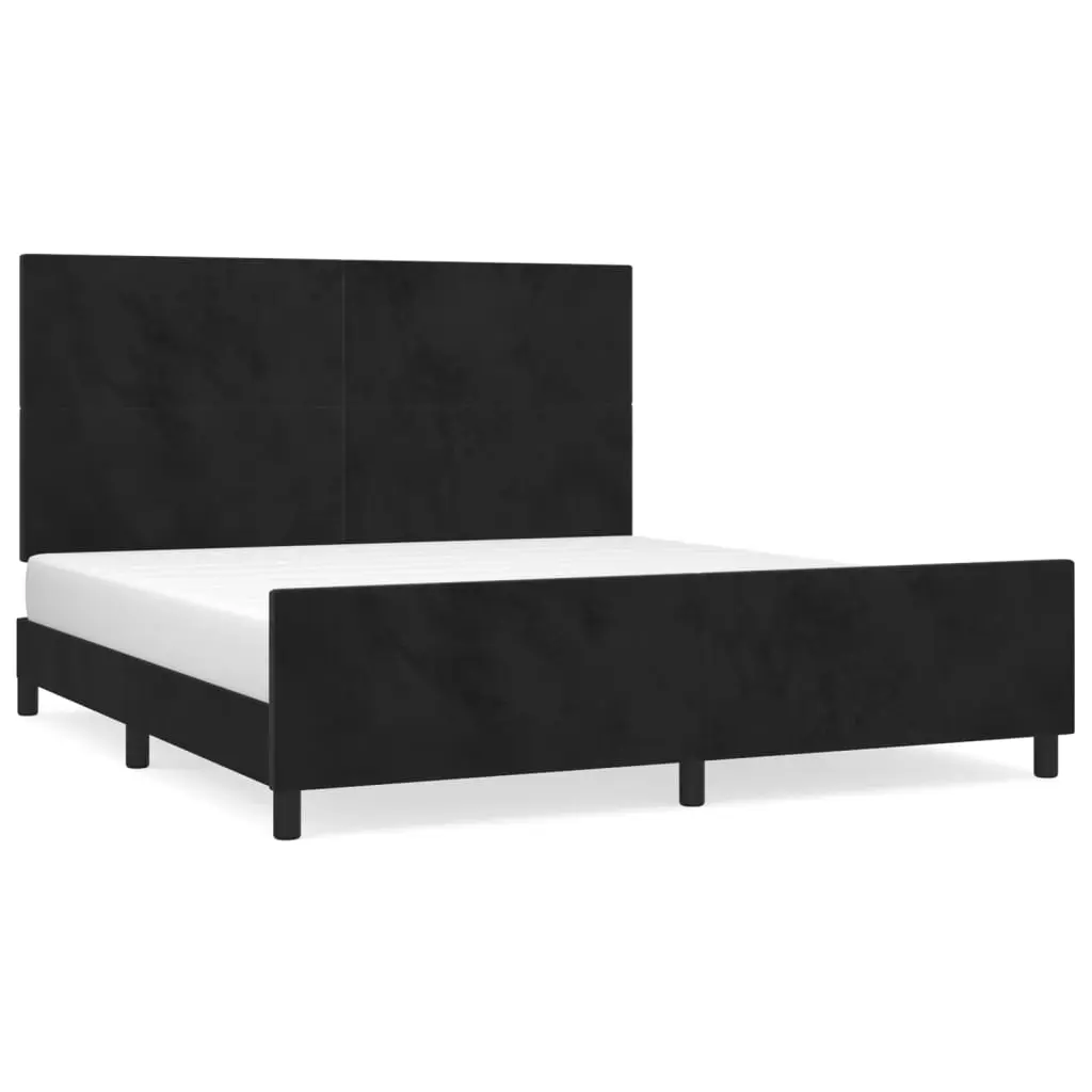 Bed Frame without Mattress Black 152x203 cm Queen Velvet 3283139 - Furniture