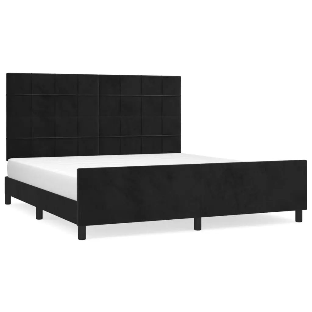 Bed Frame without Mattress Black 152x203 cm Queen Velvet 3283143 - Furniture