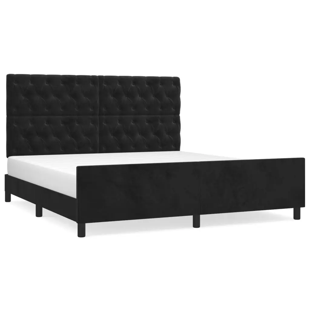 Bed Frame without Mattress Black 152x203 cm Queen Velvet 3283149 - Furniture