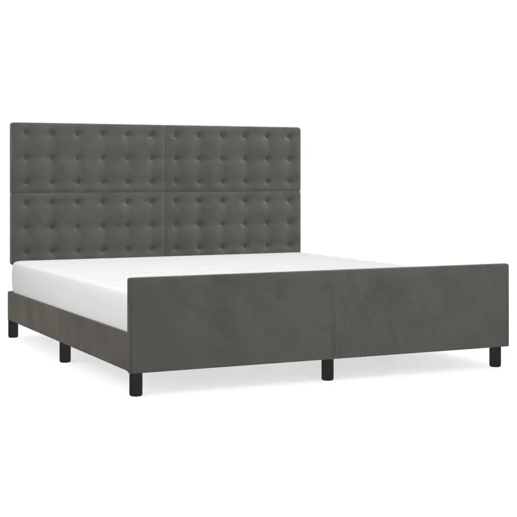 Bed Frame without Mattress Dark Grey 152x203 cm Queen Velvet 3283150 - Furniture