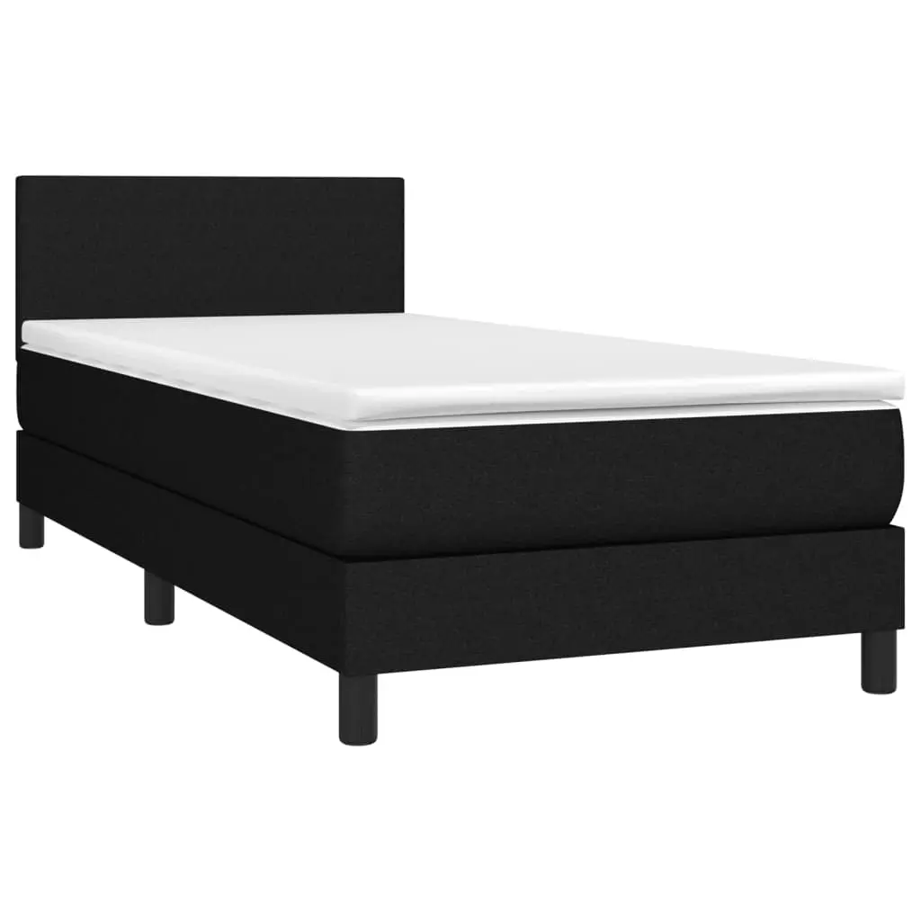Box Spring Bed with Mattress Black 106x203 cm King Single Size Fabric 3283169 - Furniture