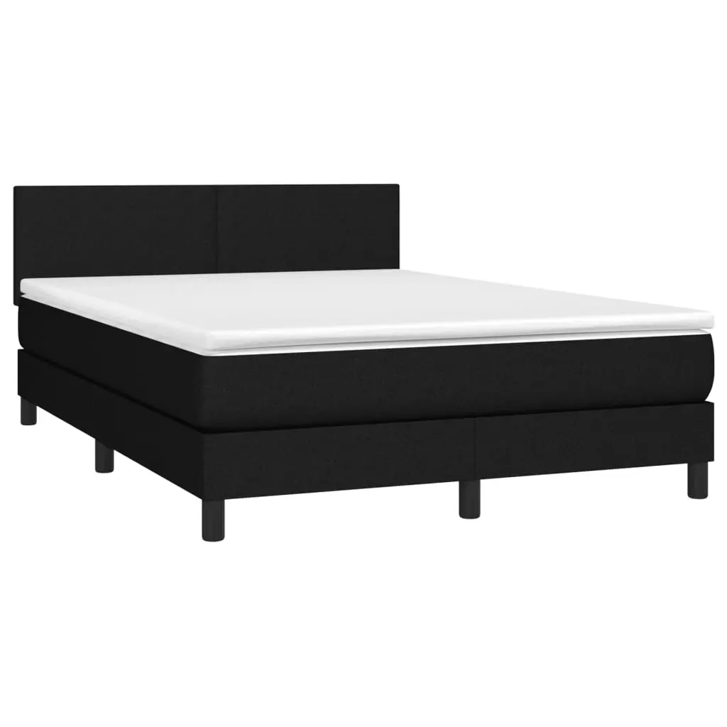 Box Spring Bed with Mattress Black 153x203 cm Queen Size Fabric 3283191 - Furniture