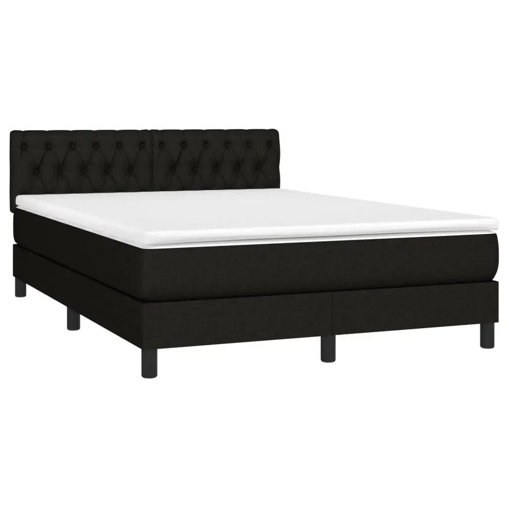 Box Spring Bed with Mattress Black 153x203 cm Queen Size Fabric 3283201 - Furniture