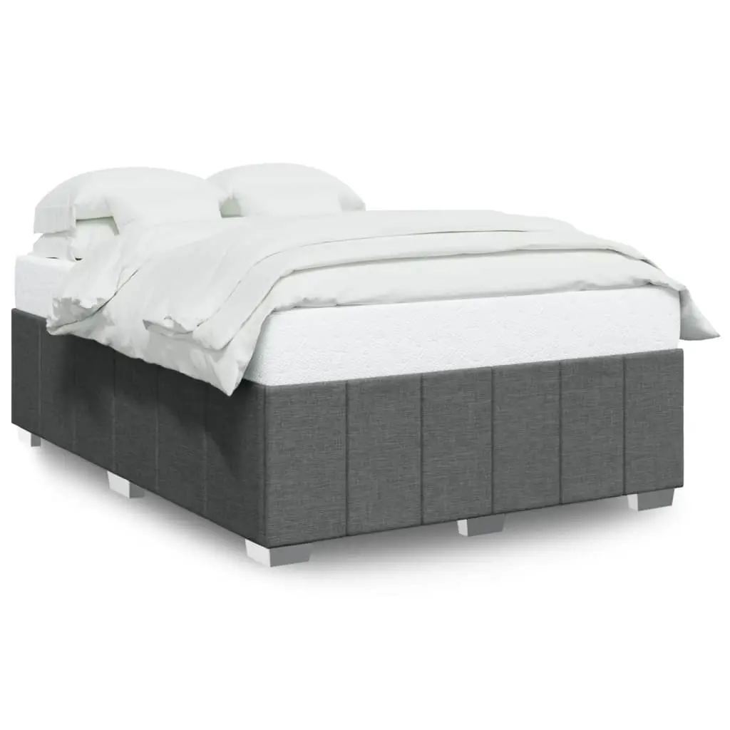 Bed Frame without Mattress Dark Grey Queen Fabric 3284891 - Furniture