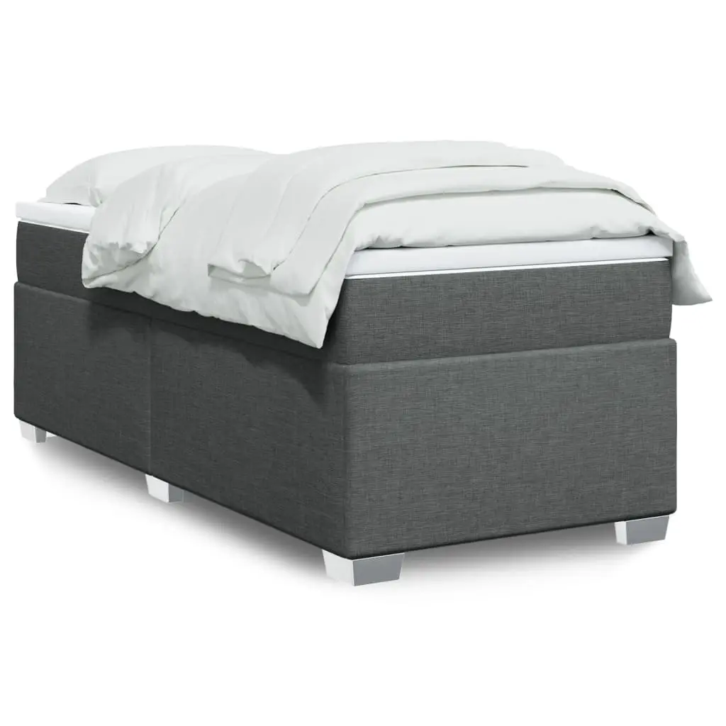 Box Spring Bed with Mattress Dark Grey King Single Fabric 3285179 - Furniture