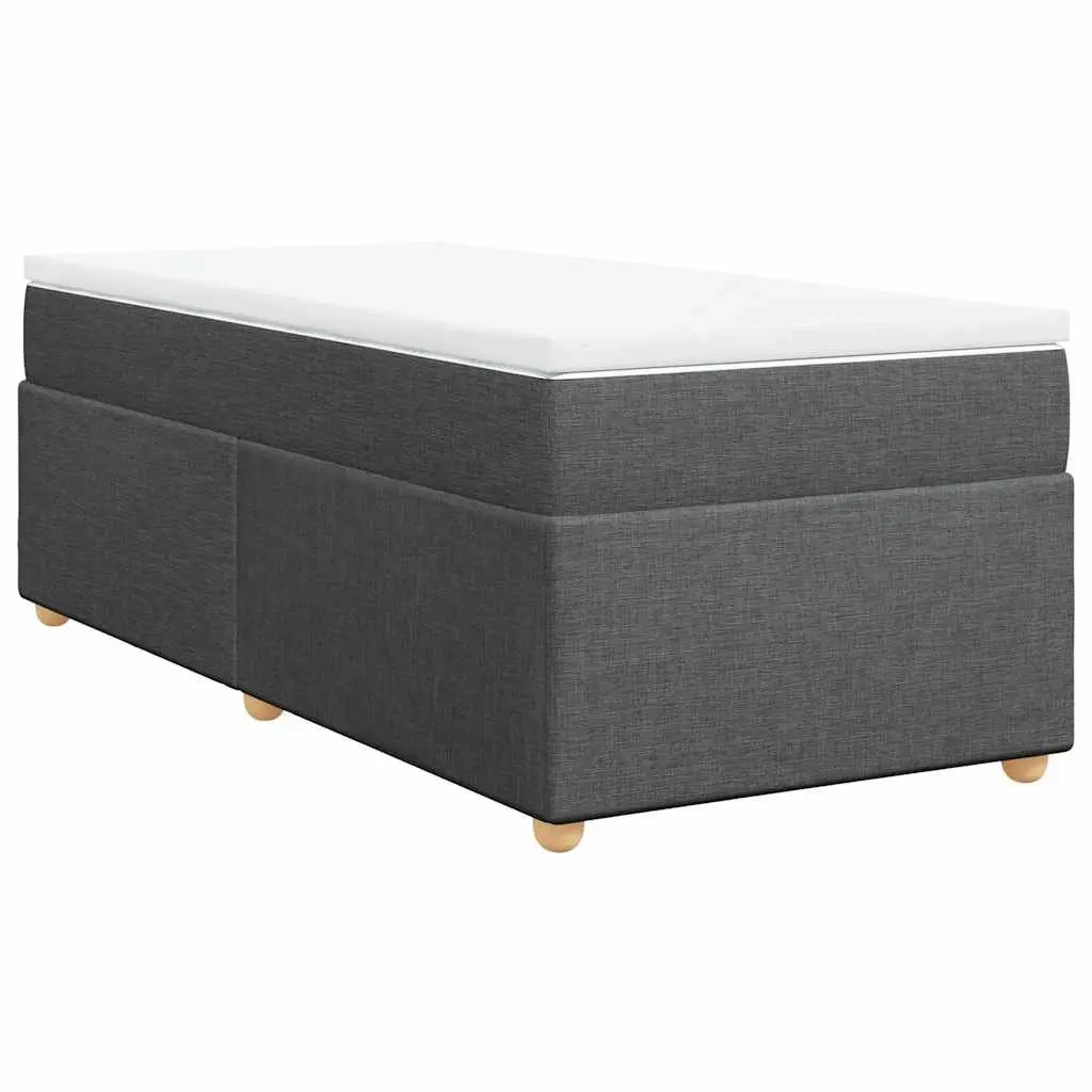 Box Spring Bed with Mattress Dark Grey King Single Fabric 3285422 - Furniture