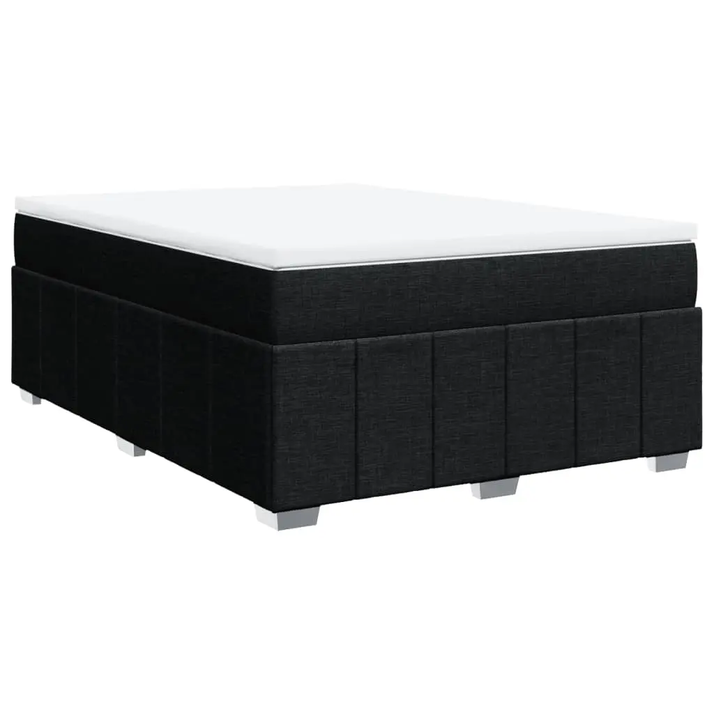 Box Spring Bed with Mattress Black Queen Size Fabric 3285524 - Furniture