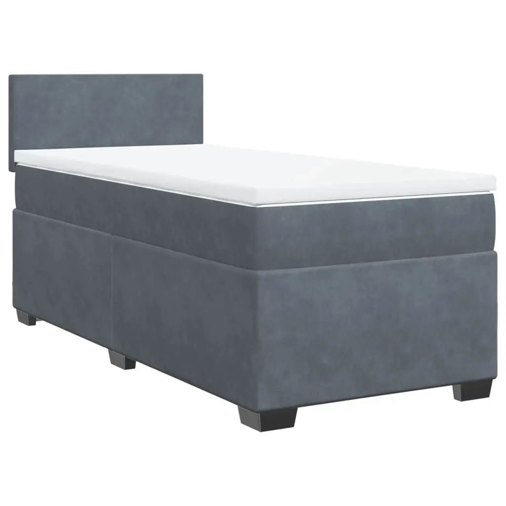 Box Spring Bed with Mattress Dark Grey King Single Fabric 3286072 - Furniture