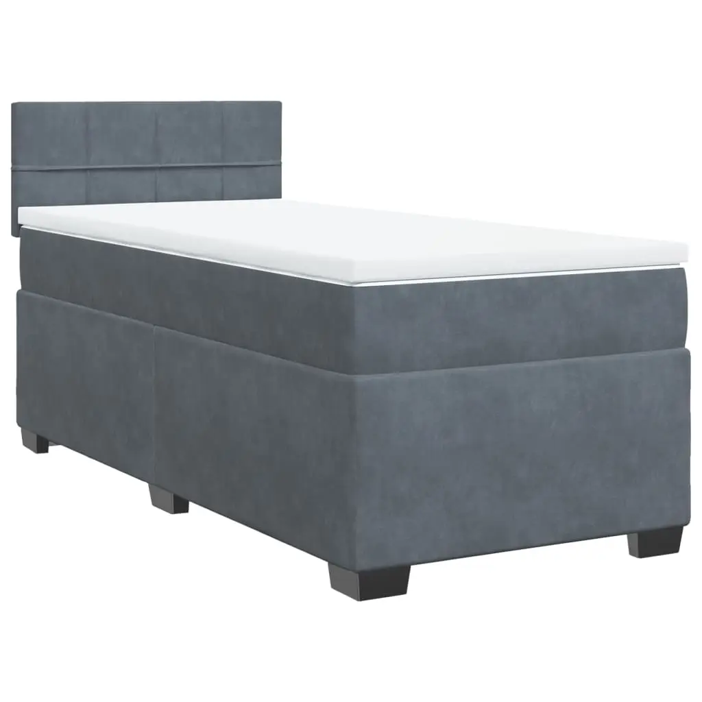 Box Spring Bed with Mattress Dark Grey King Single Fabric 3286074 - Furniture