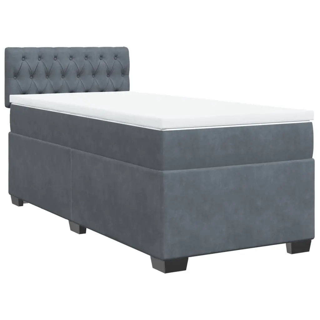 Box Spring Bed with Mattress Dark Grey King Single Fabric 3286076 - Furniture