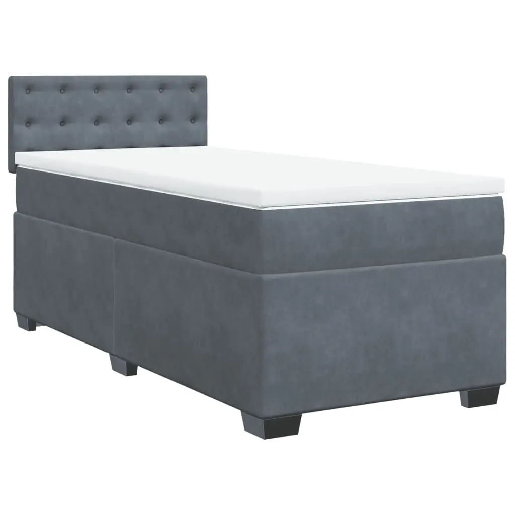 Box Spring Bed with Mattress Dark Grey King Single Fabric 3286078 - Furniture