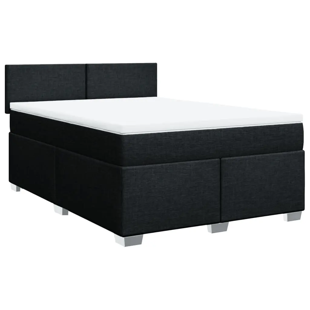 Box Spring Bed with Mattress Black Double Fabric 3286081 - Furniture