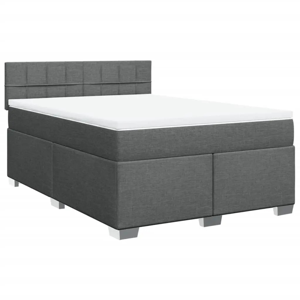 Box Spring Bed with Mattress Black Double Fabric 3286083 - Furniture