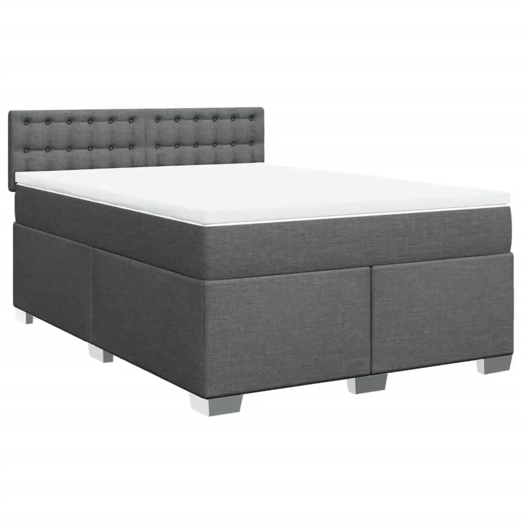 Box Spring Bed with Mattress Black Double Fabric 3286087 - Furniture