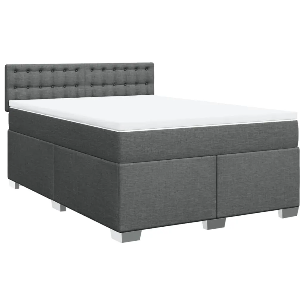 Box Spring Bed with Mattress Black Queen Fabric 3286095 - Furniture