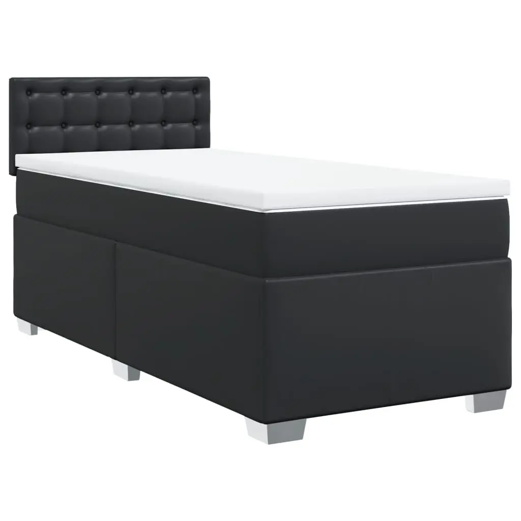 Box Spring Bed with Mattress Black King Single Faux Leather 3286153 - Furniture