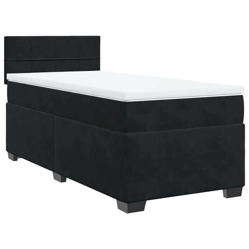 Box Spring Bed with Mattress Black King Single Velvet 3286479 - Furniture