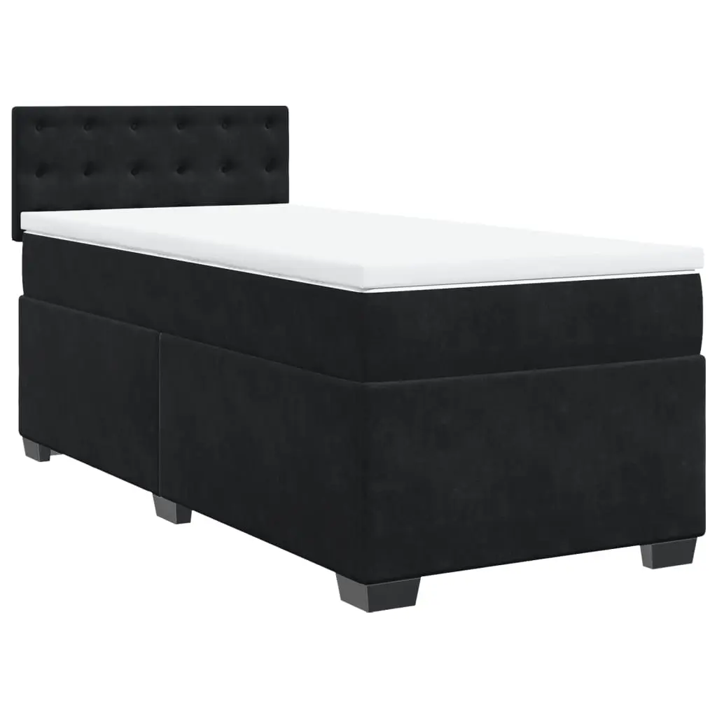 Box Spring Bed with Mattress Black King Single Velvet 3286483 - Furniture