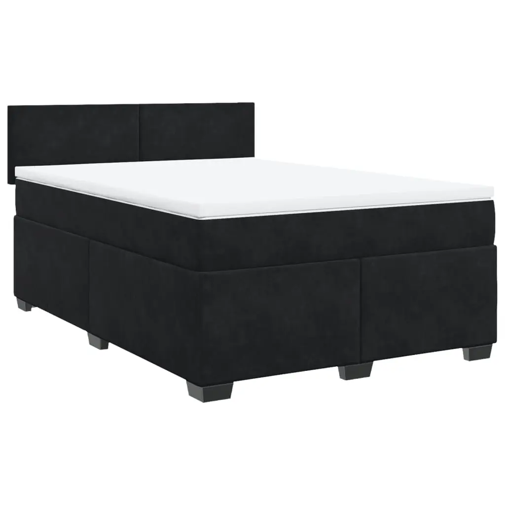 Box Spring Bed with Mattress Black Queen Velvet 3286493 - Furniture