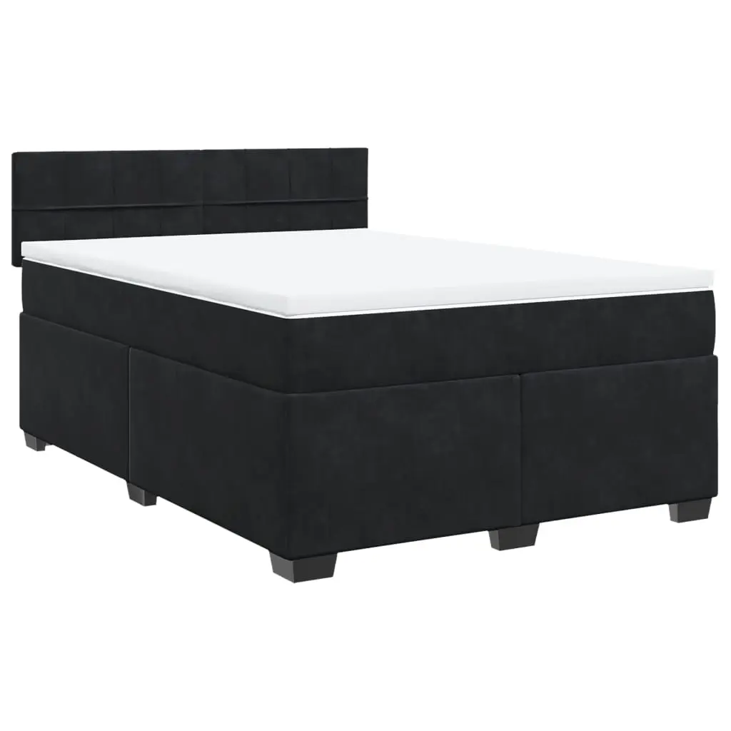 Box Spring Bed with Mattress Black Queen Velvet 3286495 - Furniture
