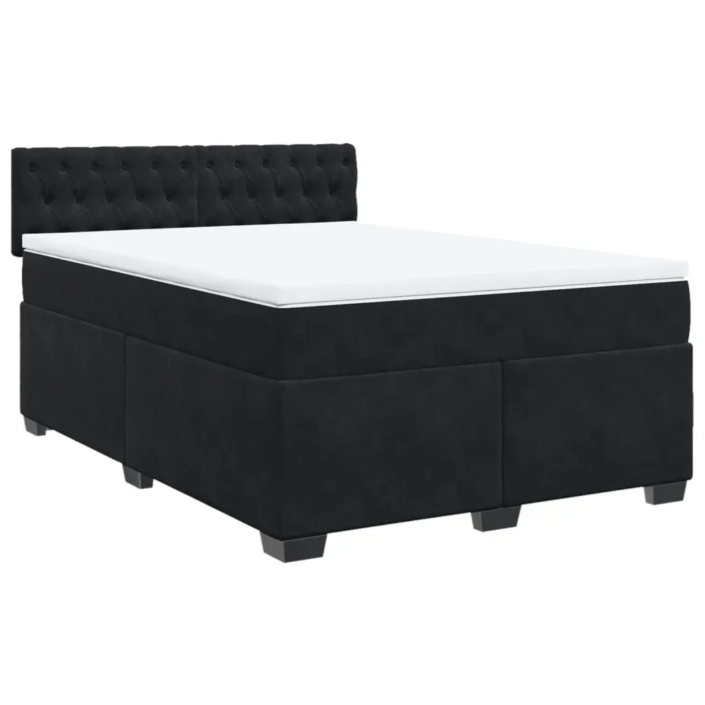 Box Spring Bed with Mattress Black Queen Velvet 3286497 - Furniture