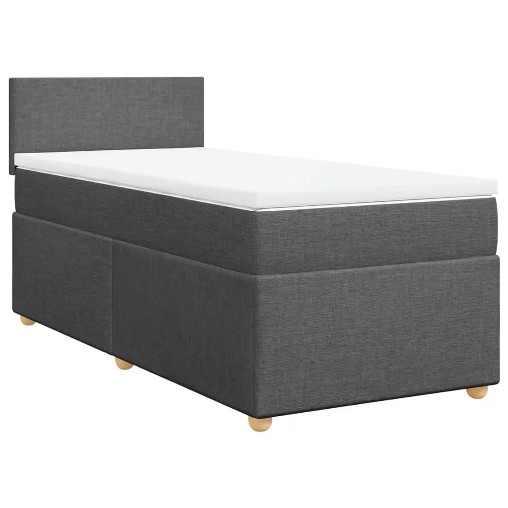 Box Spring Bed with Mattress Dark Grey King Single Fabric 3286864 - Furniture