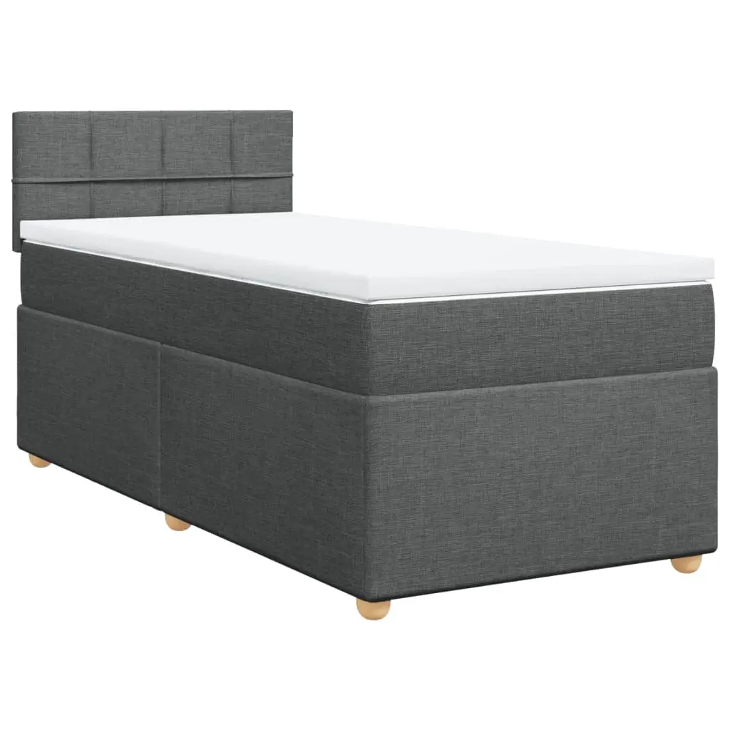 Box Spring Bed with Mattress Dark Grey King Single Fabric 3286866 - Furniture