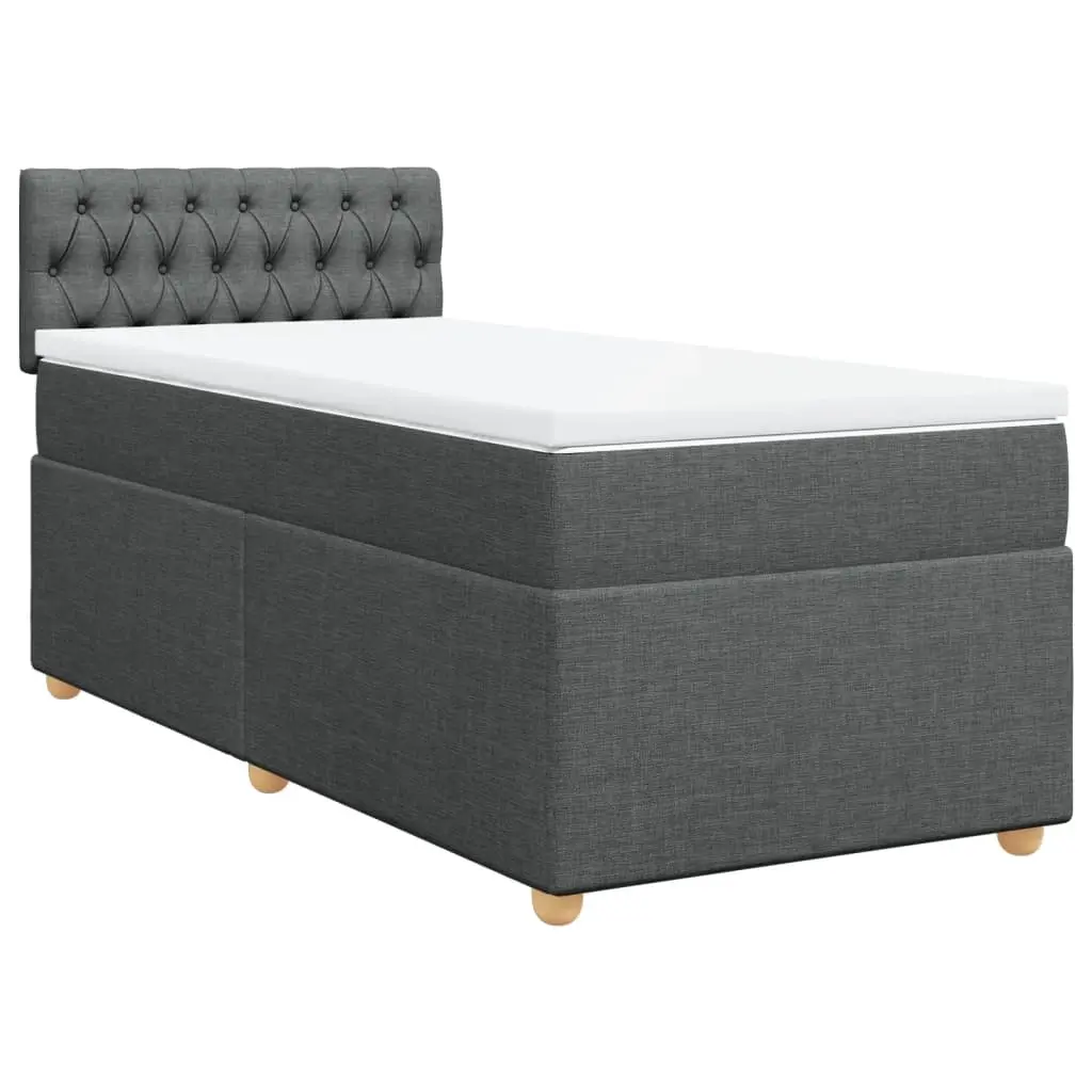 Box Spring Bed with Mattress Dark Grey King Single Fabric 3286868 - Furniture