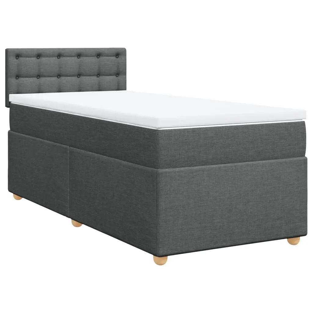 Box Spring Bed with Mattress Dark Grey King Single Fabric 3286870 - Furniture