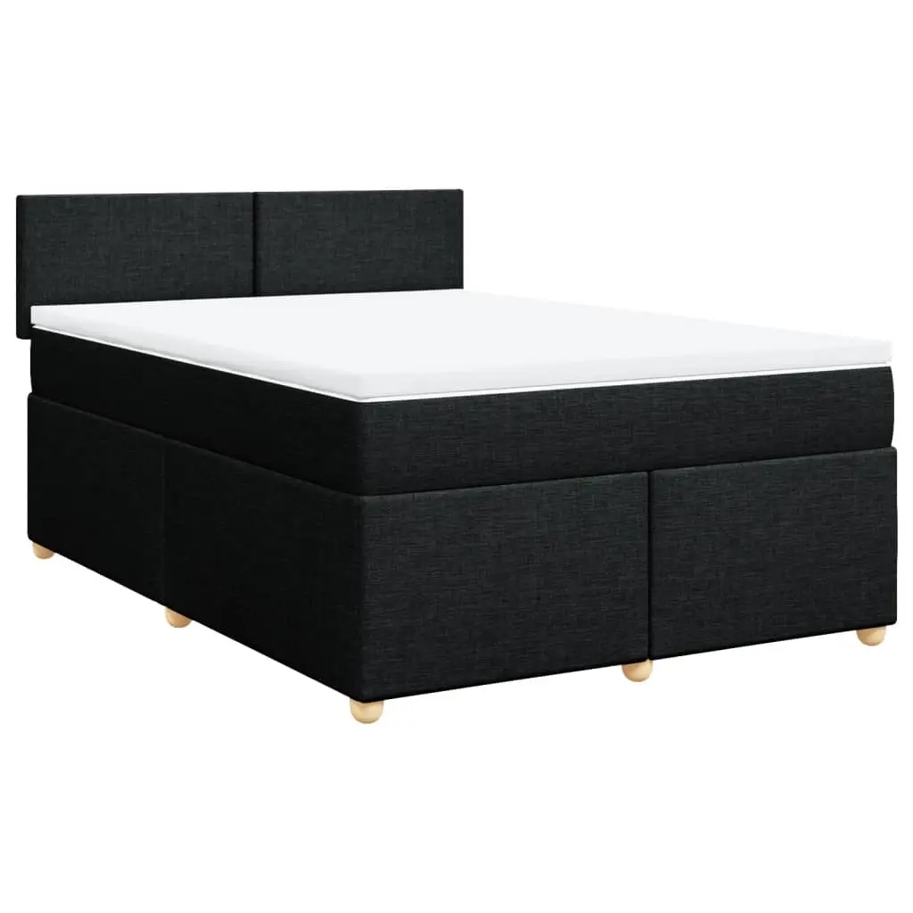 Box Spring Bed with Mattress Black Double Fabric 3286873 - Furniture