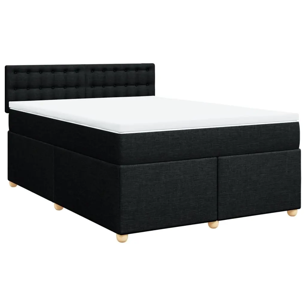 Box Spring Bed with Mattress Black Double Fabric 3286879 - Furniture