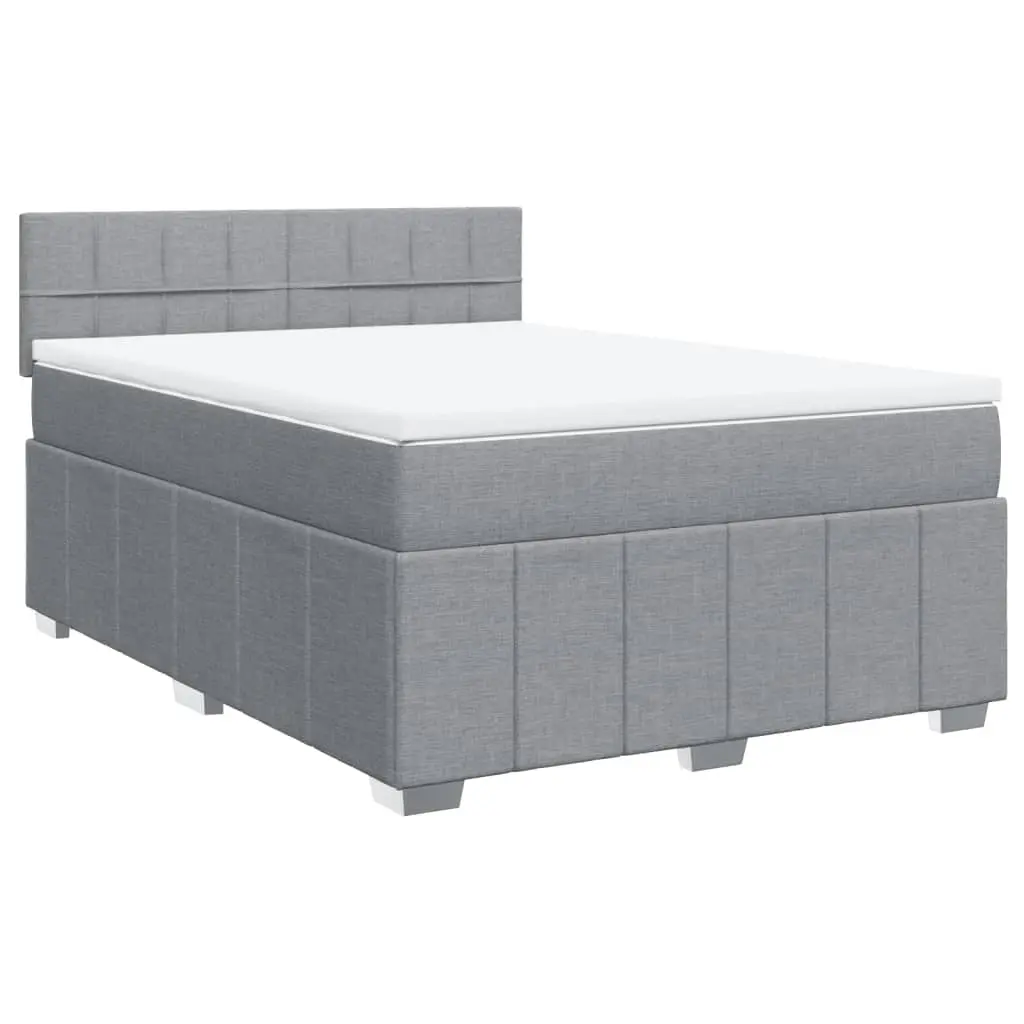 Box Spring Bed with Mattress Dark Grey Double Fabric 3287262 - Furniture
