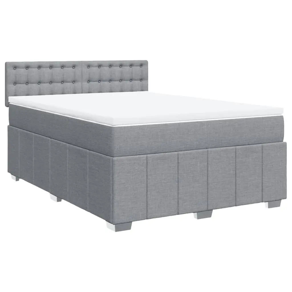 Box Spring Bed with Mattress Dark Grey Double Fabric 3287266 - Furniture