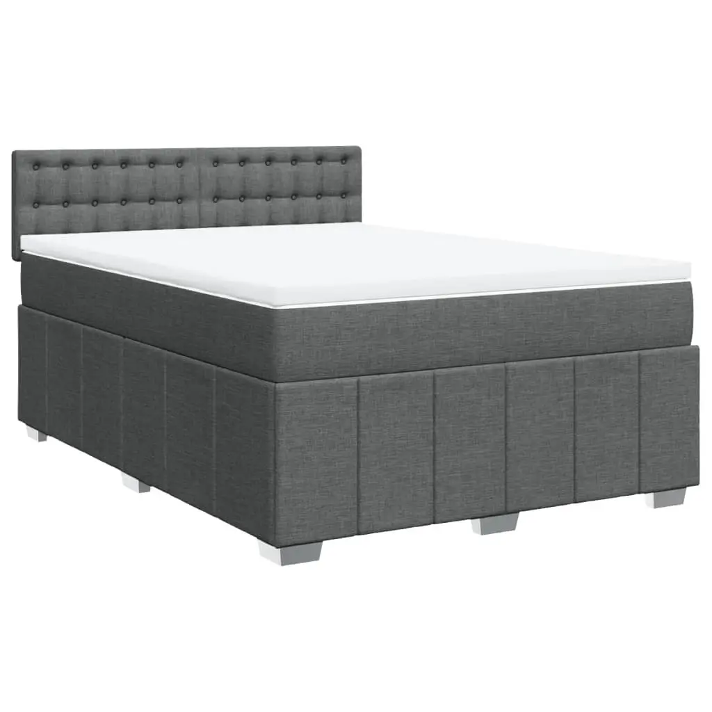 Box Spring Bed with Mattress Black Double Fabric 3287267 - Furniture