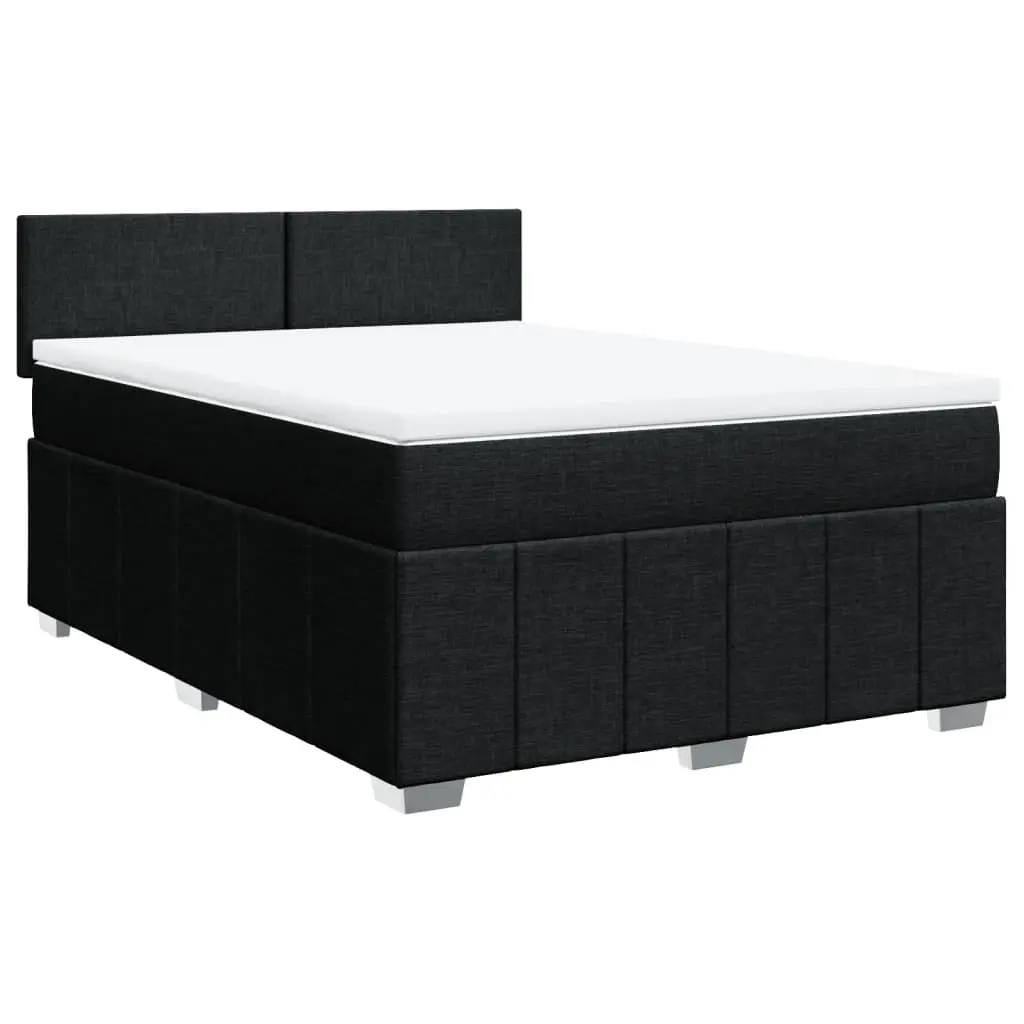 Box Spring Bed with Mattress Black Queen Fabric 3287269 - Furniture