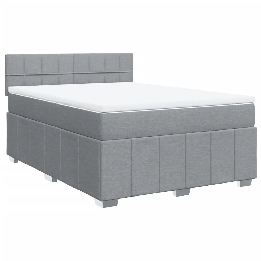 Box Spring Bed with Mattress Dark Grey Queen Fabric 3287270 - Furniture