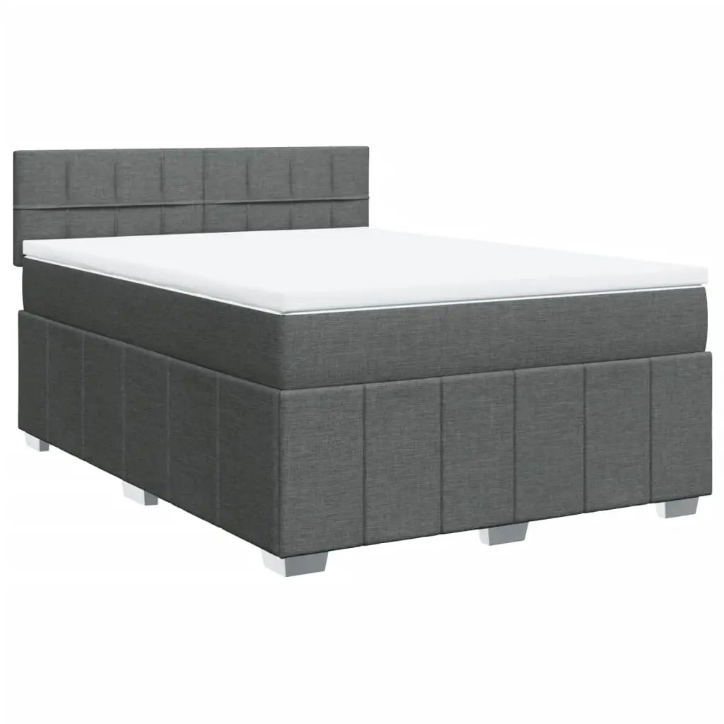 Box Spring Bed with Mattress Black Queen Fabric 3287271 - Furniture
