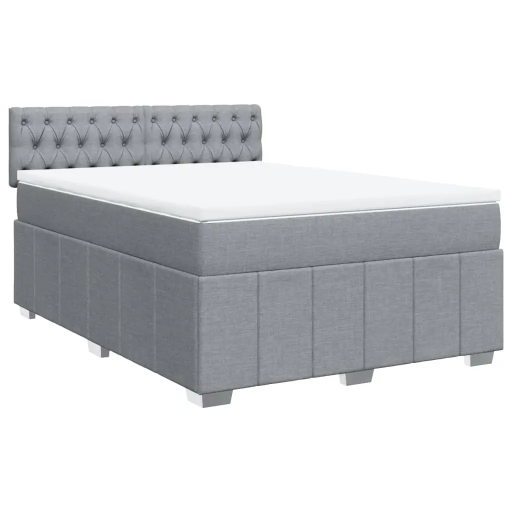Box Spring Bed with Mattress Dark Grey Queen Fabric 3287272 - Furniture
